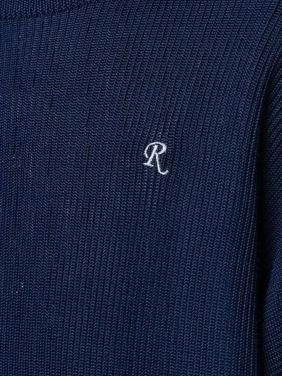 Shop Raf Simons Cropped Ribbed Knit Sweater In Blue