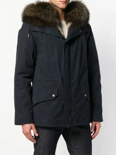 Shop Yves Salomon Short Parka In B0252 Navy