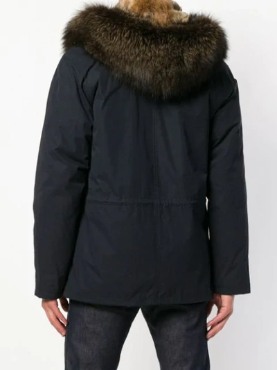 Shop Yves Salomon Short Parka In B0252 Navy