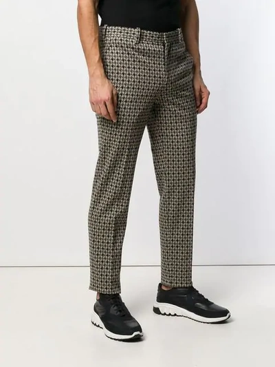 Shop Neil Barrett Houndstooth Trousers In Brown
