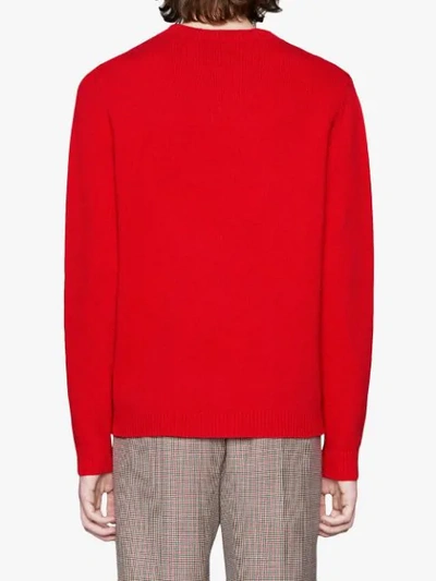 Shop Gucci Wool Sweater With Shark  In 6527 Rosso