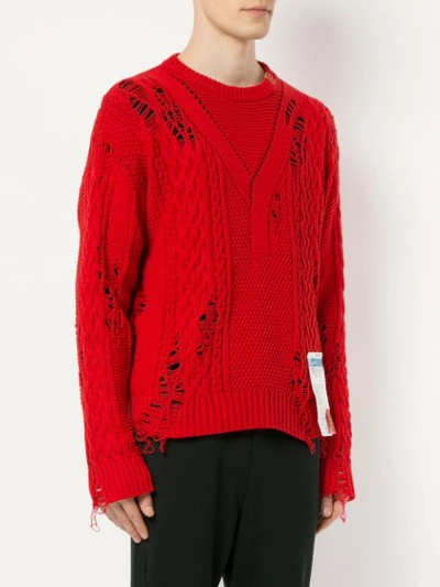 Shop Miharayasuhiro Distressed Jumper In Red