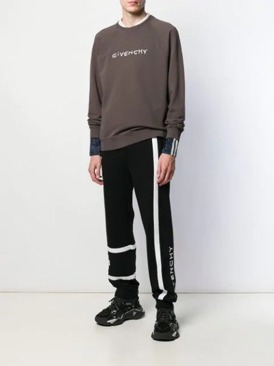 Shop Givenchy Embroidered Logo Sweatshirt In Grey