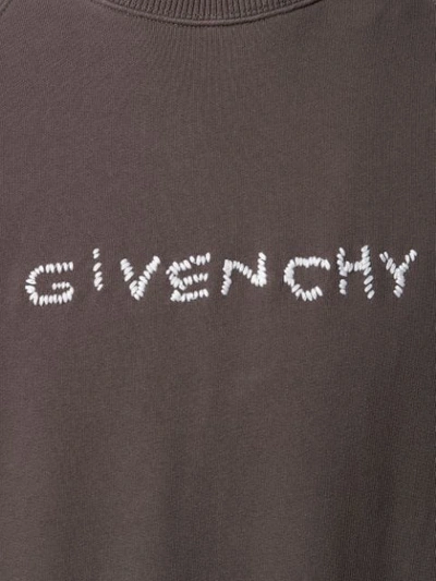 Shop Givenchy Embroidered Logo Sweatshirt In Grey