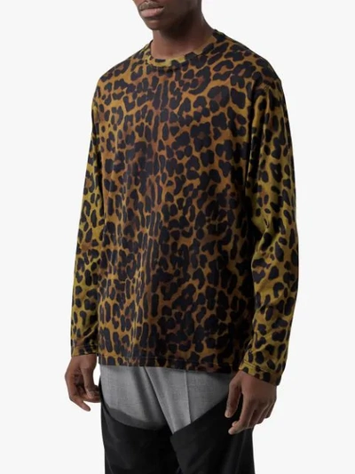 Shop Burberry Leopard Print Oversized Top - Brown