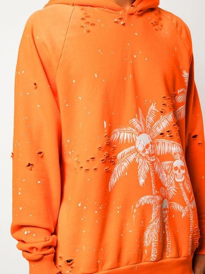 Shop Domrebel Skull Palm Print Hoodie In Orange