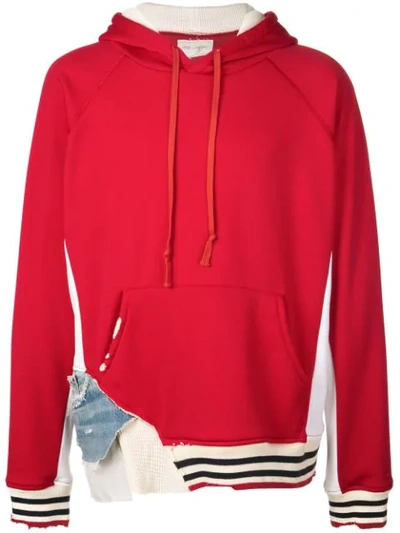 Shop Greg Lauren Deconstructed Oversized Hoodie In Red