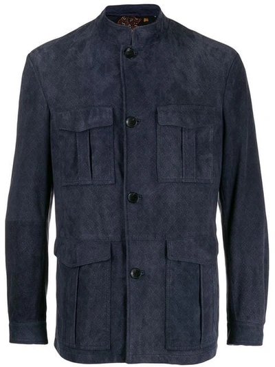 Shop Etro Suede Jacket - Blue