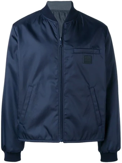 Shop Prada Zipped-up Bomber Jacket In Blue