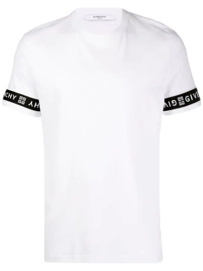 Shop Givenchy Sleeve Logo Print Band T-shirt In 100 White