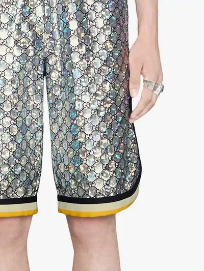 Shop Gucci Gg Track Shorts - Silver