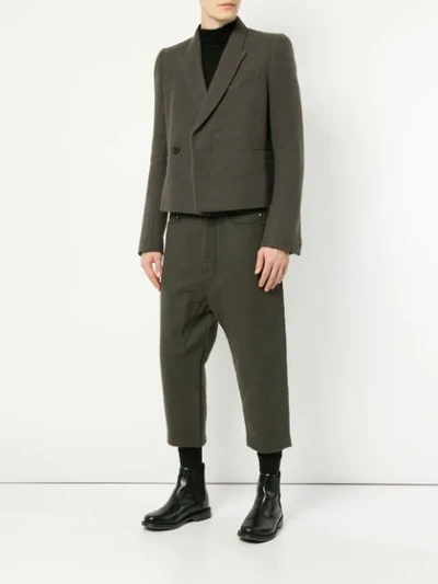 Shop Rick Owens Collapse Cropped Jeans In Grey