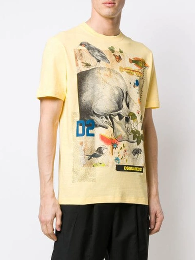 Shop Dsquared2 Anatomical Print T-shirt In Yellow