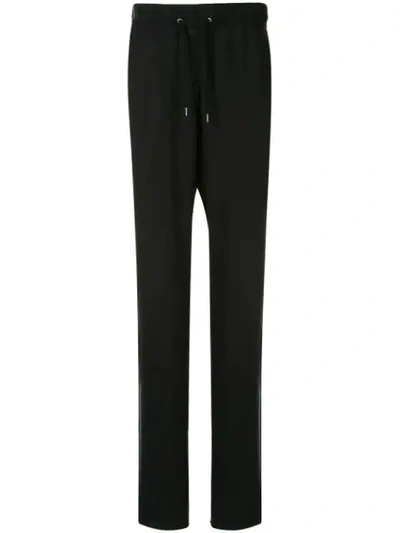 Shop Giorgio Armani Drawstring Waist Trousers In Black