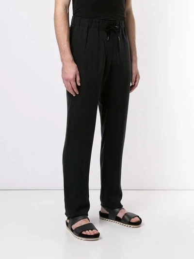 Shop Giorgio Armani Drawstring Waist Trousers In Black