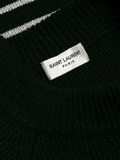 Shop Saint Laurent Striped Fitted Sweater In Black