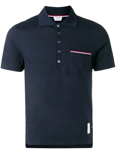 Shop Thom Browne Jersey Polo Shirt In Blue