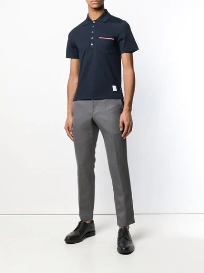 Shop Thom Browne Jersey Polo Shirt In Blue