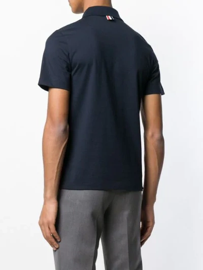 Shop Thom Browne Jersey Polo Shirt In Blue
