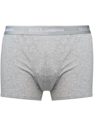 Shop Dolce & Gabbana Logo Boxers In Grey