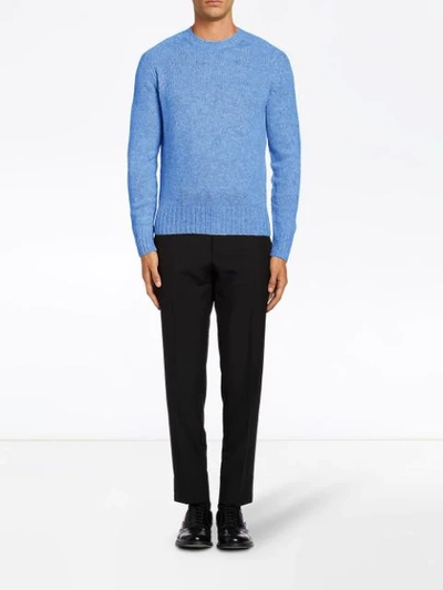 Shop Prada Shetland Wool Sweater In Blue