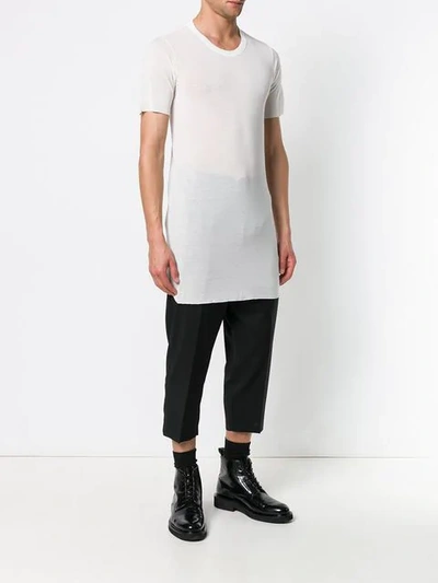 Shop Rick Owens Long-line T-shirt In White