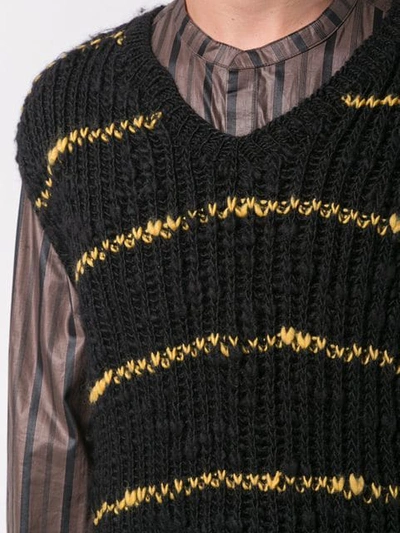 MARNI 条纹羊毛针织背心 - 黑色