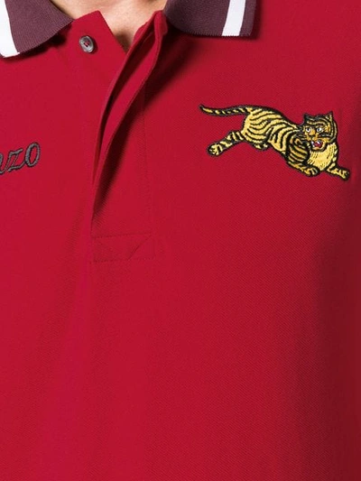 Shop Kenzo Jumping Tiger Polo Shirt - Red