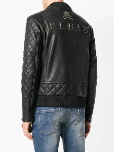 Shop Philipp Plein Triple Zip Bomber Jacket - Black