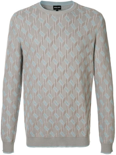 Shop Giorgio Armani Jacquard Motif Jumper In Grey