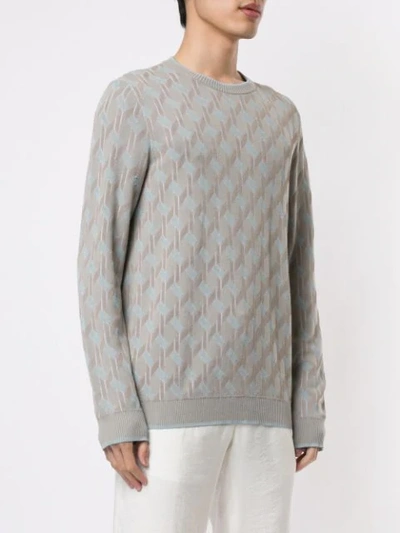 Shop Giorgio Armani Jacquard Motif Jumper In Grey