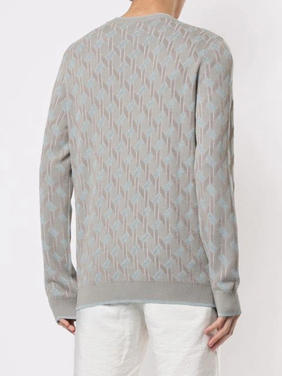 Shop Giorgio Armani Jacquard Motif Jumper In Grey