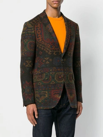 Shop Etro Patterned Button Blazer In Brown