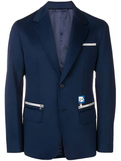 Shop Prada Structured Blazer In Blue