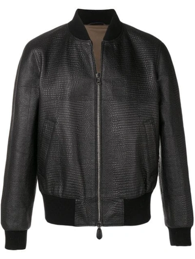 Shop Roberto Cavalli Textured Bomber Jacket In Black