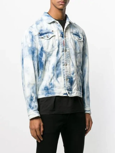 Shop Dsquared2 Dan Shreaded Bleach Jacket In Blue