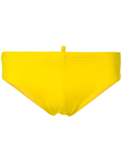 DSQUARED2 LOGO印花三角泳裤 - 黄色