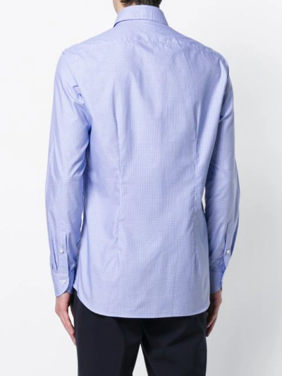 Shop Xacus Gingham Button Down Shirt In Blue