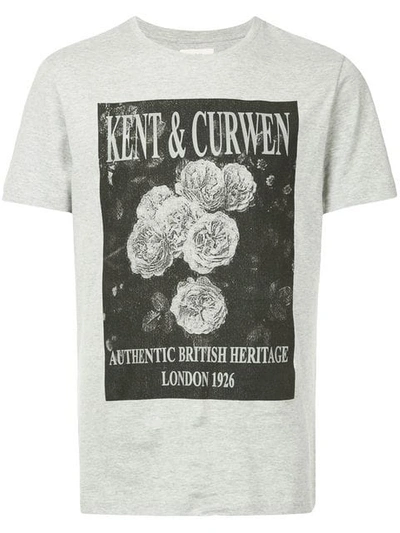 Shop Kent & Curwen Rose Print T-shirt In Grey