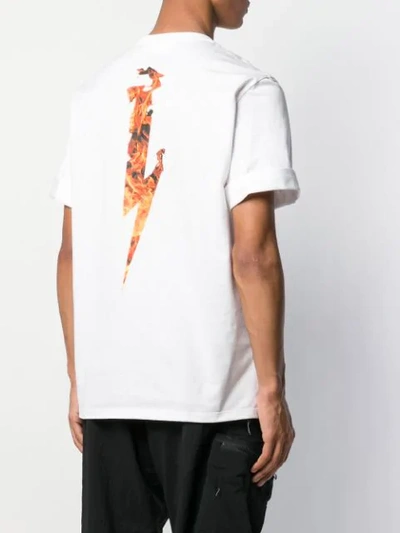 Shop Neil Barrett T-shirt Mit Flammen-blitz In White