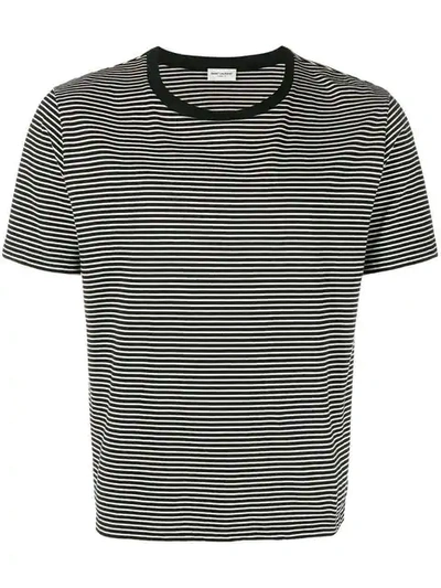 Shop Saint Laurent Striped T-shirt In Black