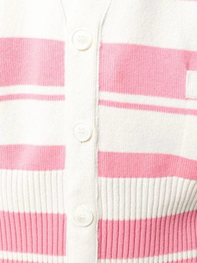 Shop Thom Browne Striped Oversized Cardigan In Pink