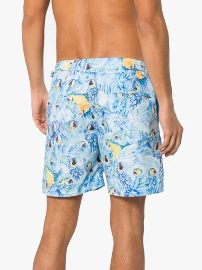 Shop Orlebar Brown Bulldog Parrot Print Swim Shorts In Blue