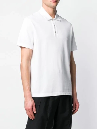 Shop Versace Embroidered Logo Polo Shirt In White