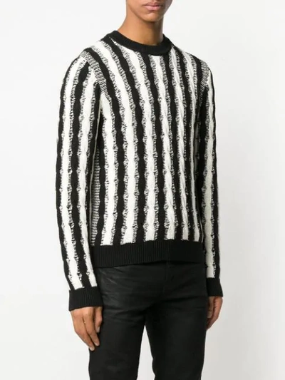 Shop Saint Laurent Striped Sweater In 1095 Nero+bianco