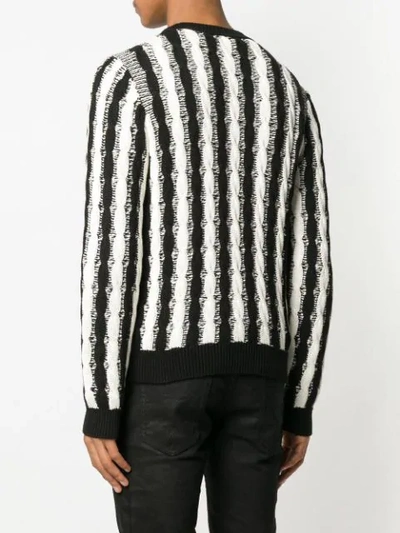 Shop Saint Laurent Striped Sweater In 1095 Nero+bianco