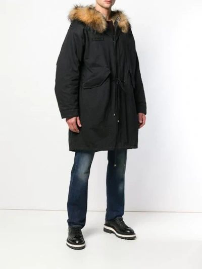 Shop Amen Hooded Parka Coat In Black