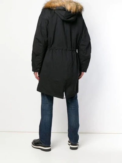 Shop Amen Hooded Parka Coat In Black