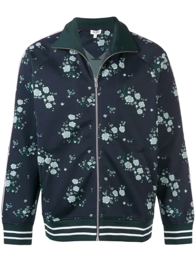 Shop Kenzo Floral Print Sports Jacket - Blue