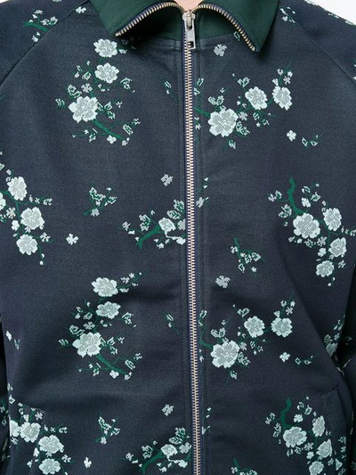 Shop Kenzo Floral Print Sports Jacket - Blue